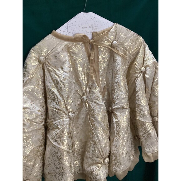 NICOLE MILLER Christmas Tree Skirt Gold & White Buttons & Ruffle 50” New W/Tags - Picture 12 of 13